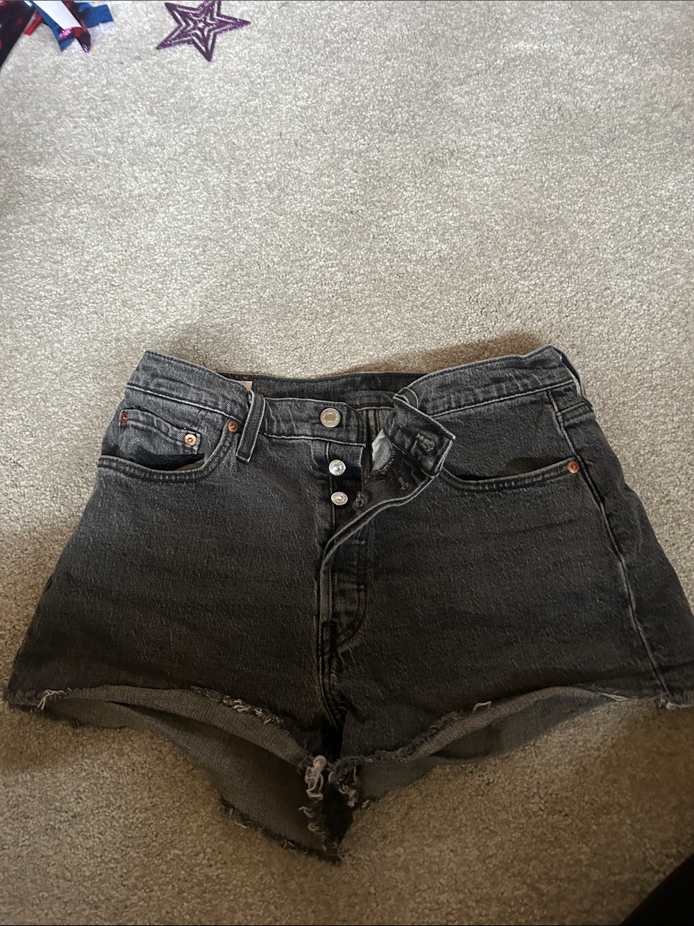 Levi's Black Button-Front Cutoff Denim Shorts